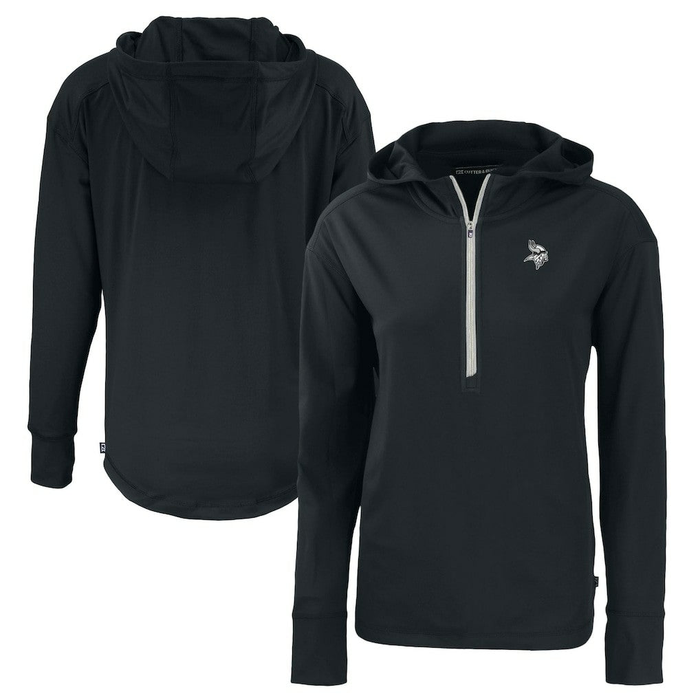 Minnesota Vikings Cutter & Buck Women's Daybreak Eco Recycled Half-Zip Hoodie Black