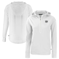 Cincinnati Bengals Cutter & Buck Women's Daybreak Eco Recycled Half-Zip Hoodie White