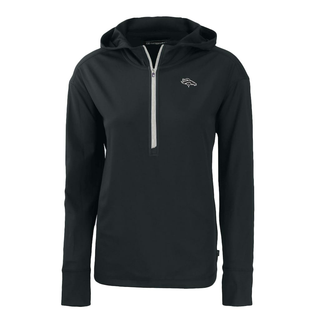 Denver Broncos Cutter & Buck Women's Daybreak Eco Recycled Half-Zip Hoodie Black