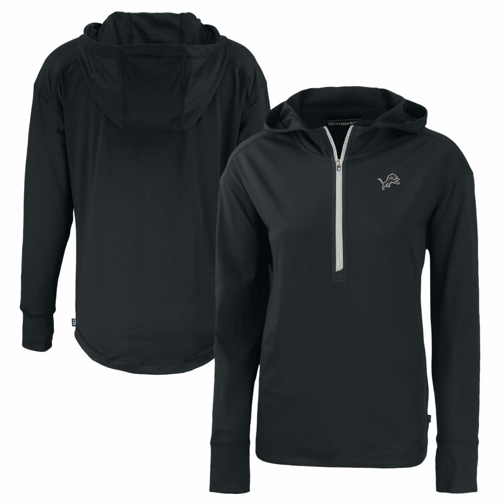 Detroit Lions Cutter & Buck Women's Daybreak Eco Recycled Half-Zip Hoodie Black