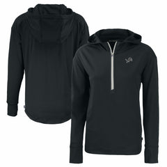 Detroit Lions Cutter & Buck Women's Daybreak Eco Recycled Half-Zip Hoodie Black