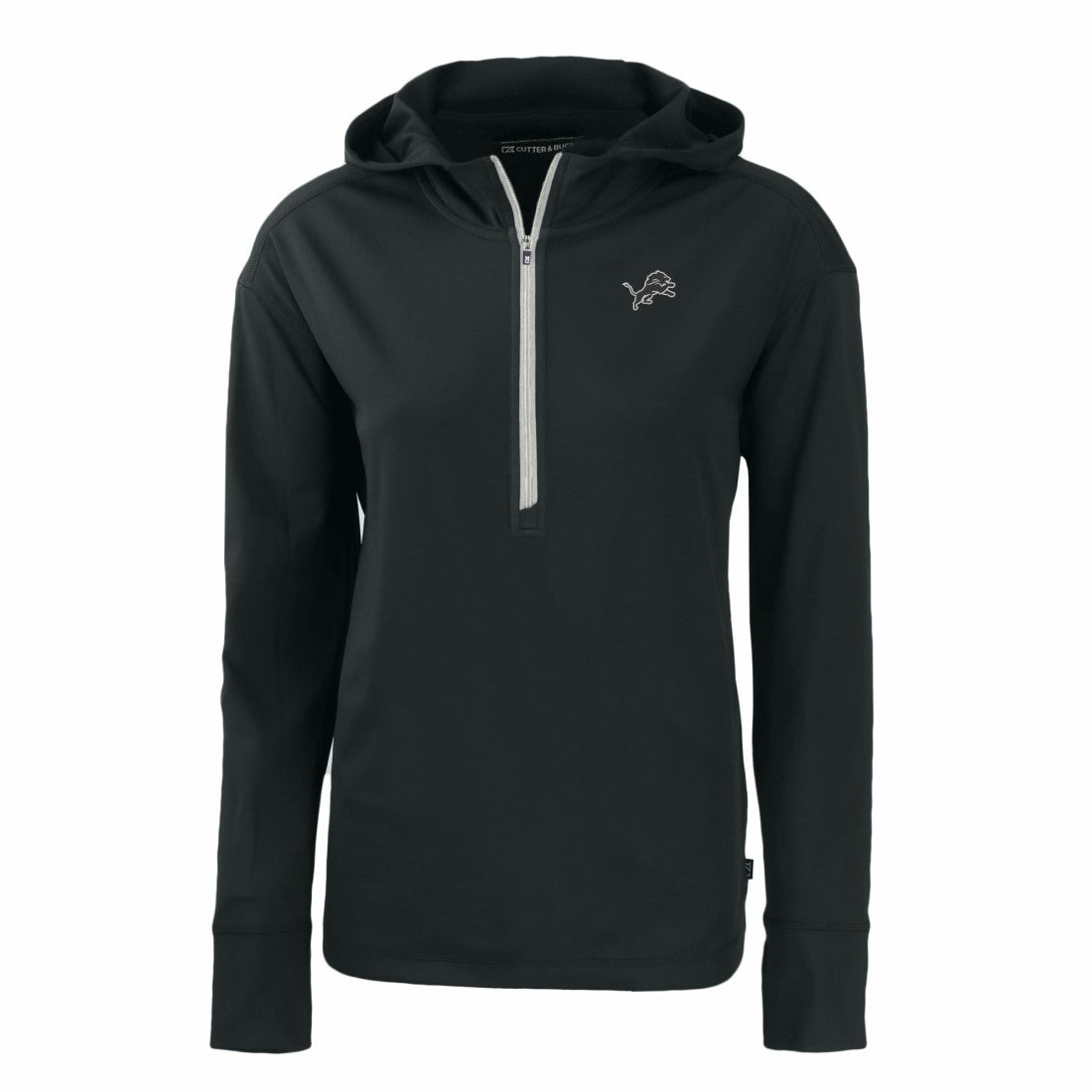 Detroit Lions Cutter & Buck Women's Daybreak Eco Recycled Half-Zip Hoodie Black