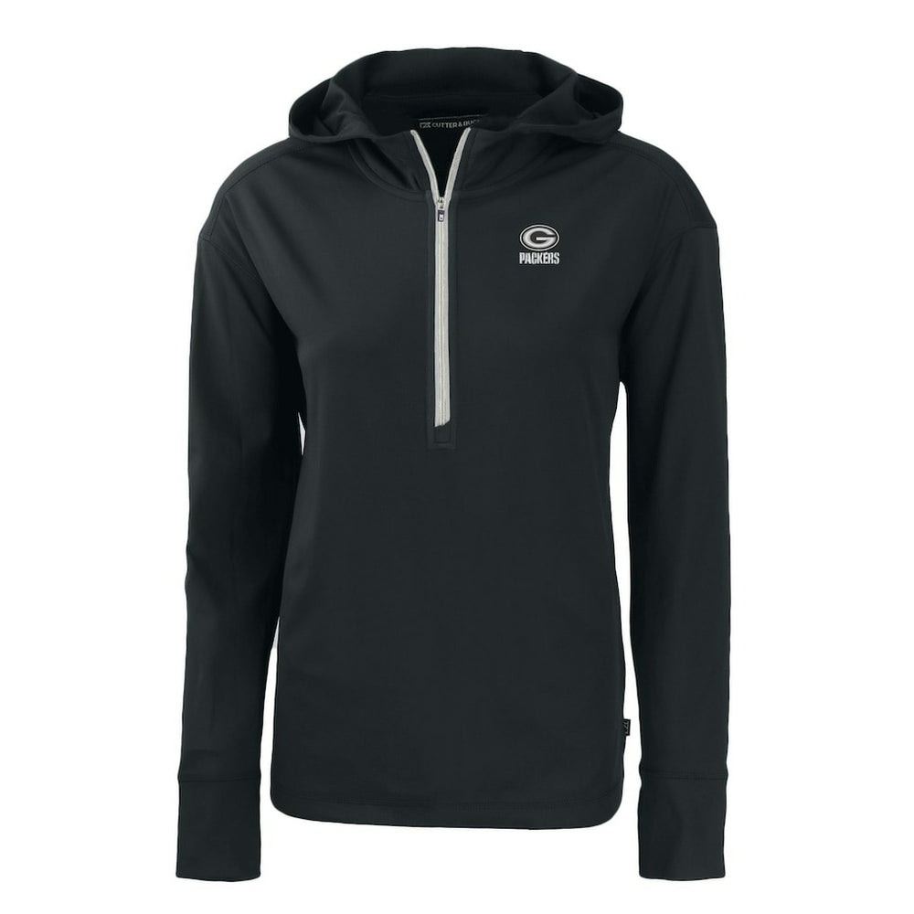 Green Bay Packers Cutter & Buck Women's Daybreak Eco Recycled Half-Zip Hoodie Black