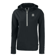 Green Bay Packers Cutter & Buck Women's Daybreak Eco Recycled Half-Zip Hoodie Black
