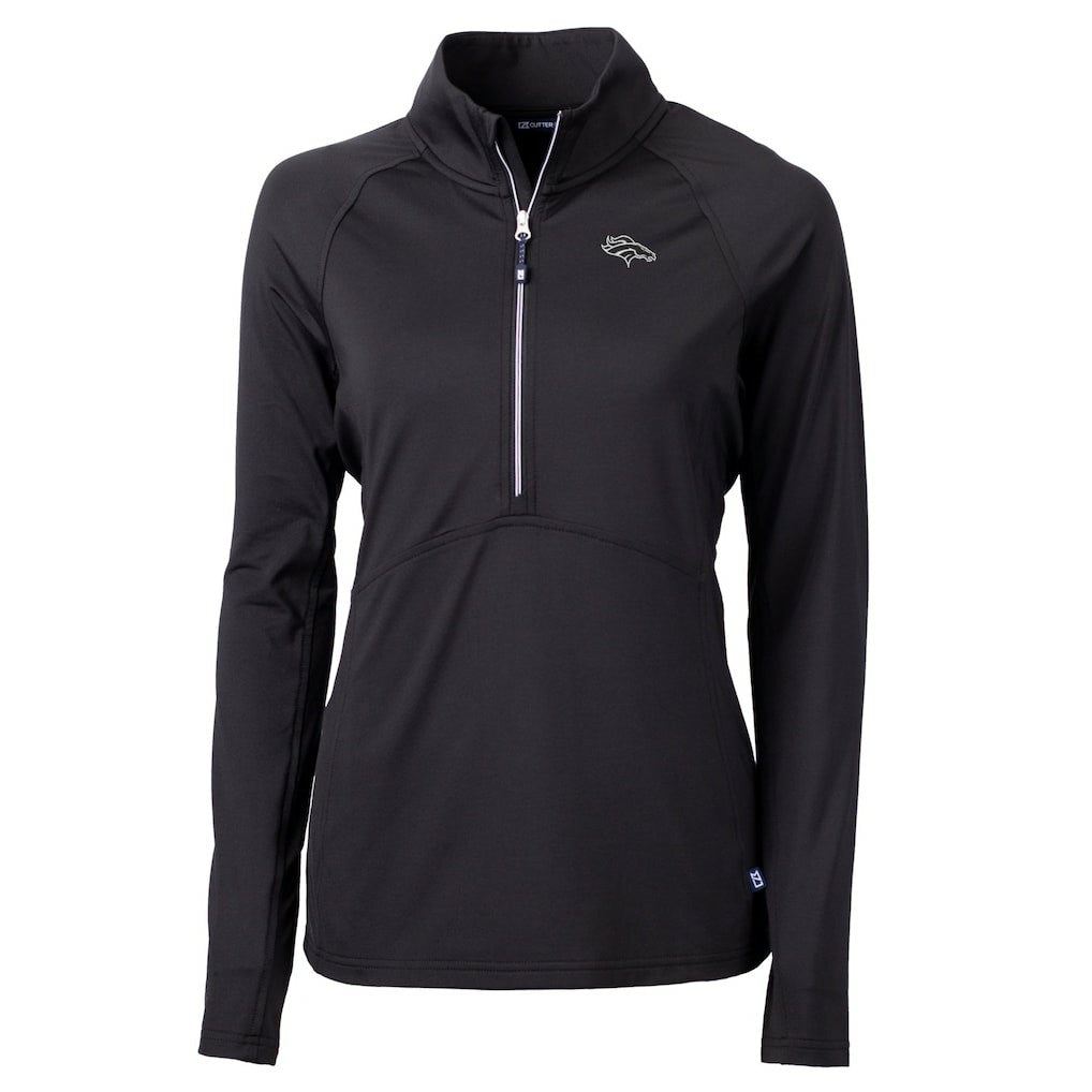 Denver Broncos Cutter & Buck Women's Adapt Eco Knit Stretch Recycled Raglan Half-Zip Top Black