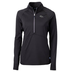 Denver Broncos Cutter & Buck Women's Adapt Eco Knit Stretch Recycled Raglan Half-Zip Top Black