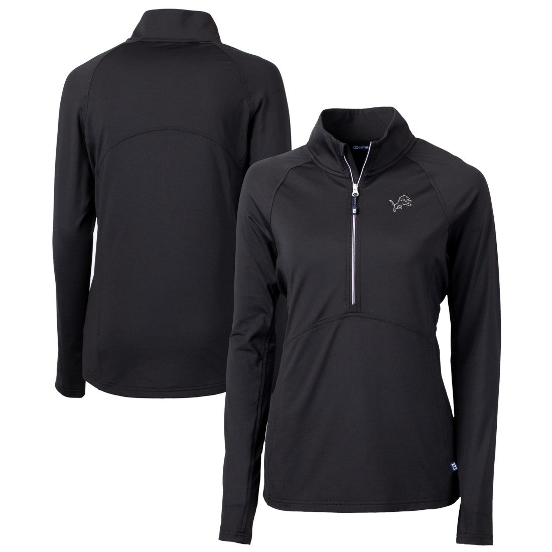 Detroit Lions Cutter & Buck Women's Adapt Eco Knit Stretch Recycled Half-Zip Pullover Top Black