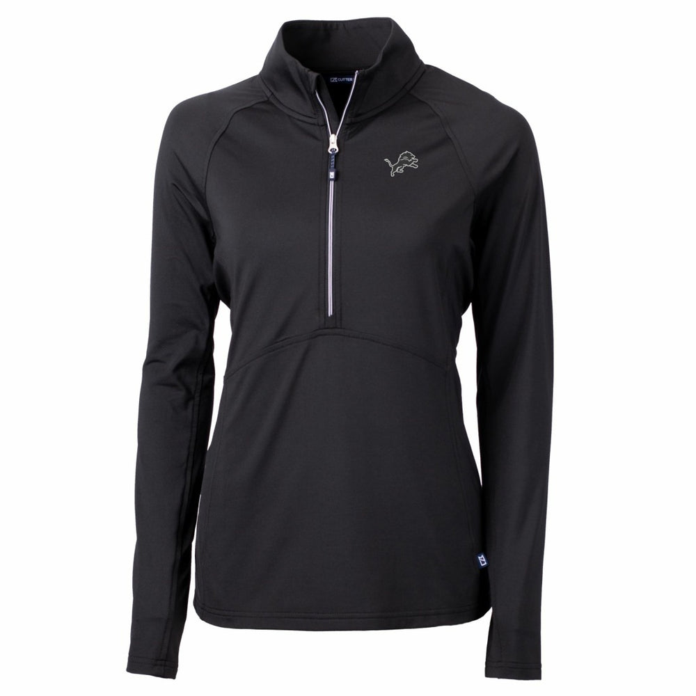 Detroit Lions Cutter & Buck Women's Adapt Eco Knit Stretch Recycled Half-Zip Pullover Top Black