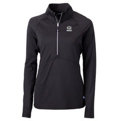 Green Bay Packers Cutter & Buck Women's Adapt Eco Knit Stretch Recycled Raglan Half-Zip Top Black