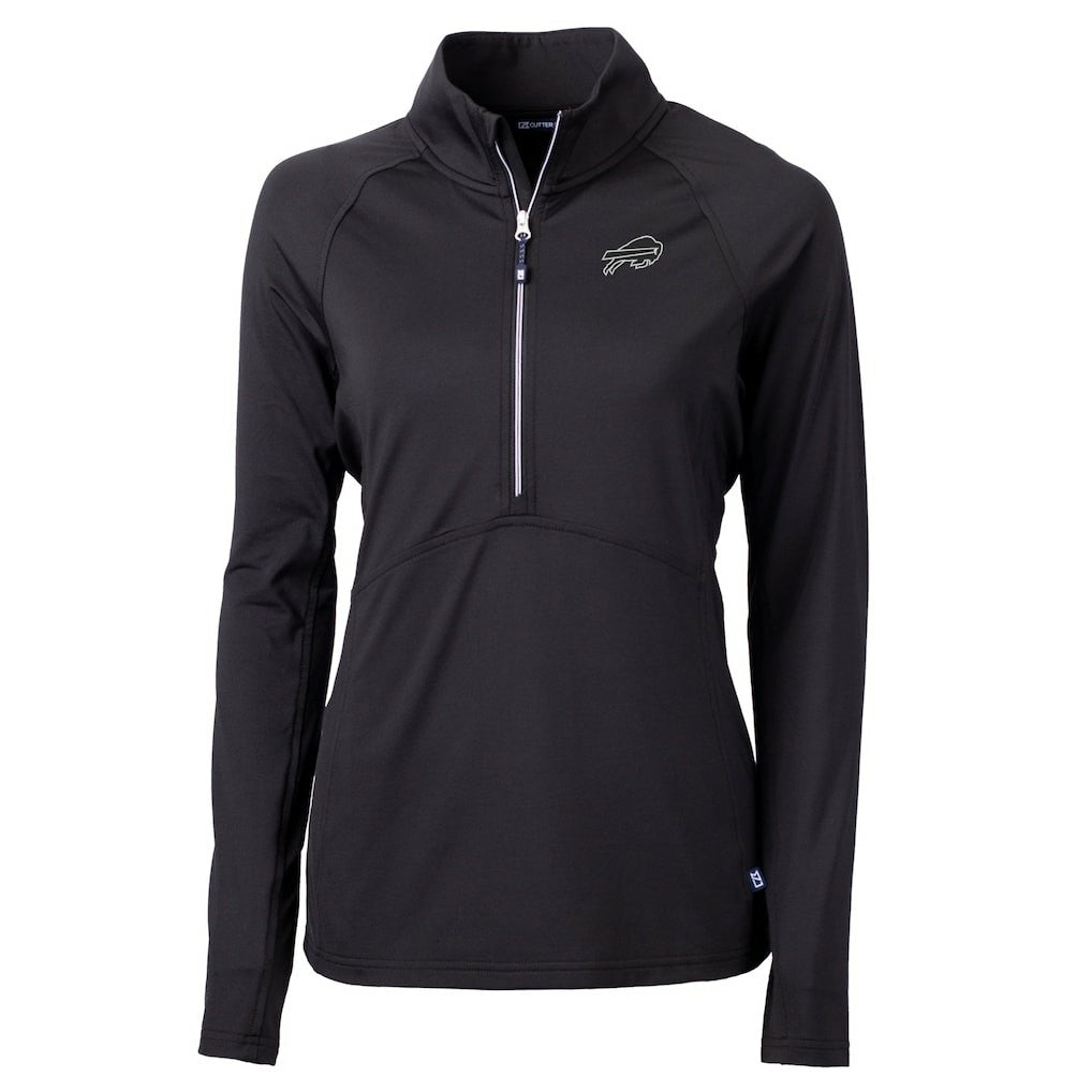 Buffalo Bills Cutter & Buck Women's Adapt Eco Knit Stretch Recycled Raglan Half-Zip Top Black