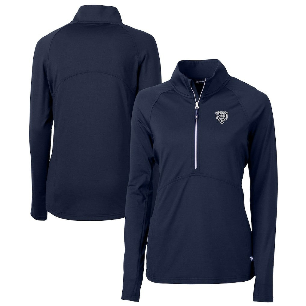 Chicago Bears Cutter & Buck Women's Adapt Eco Knit Stretch Recycled Half-Zip Pullover Top Navy