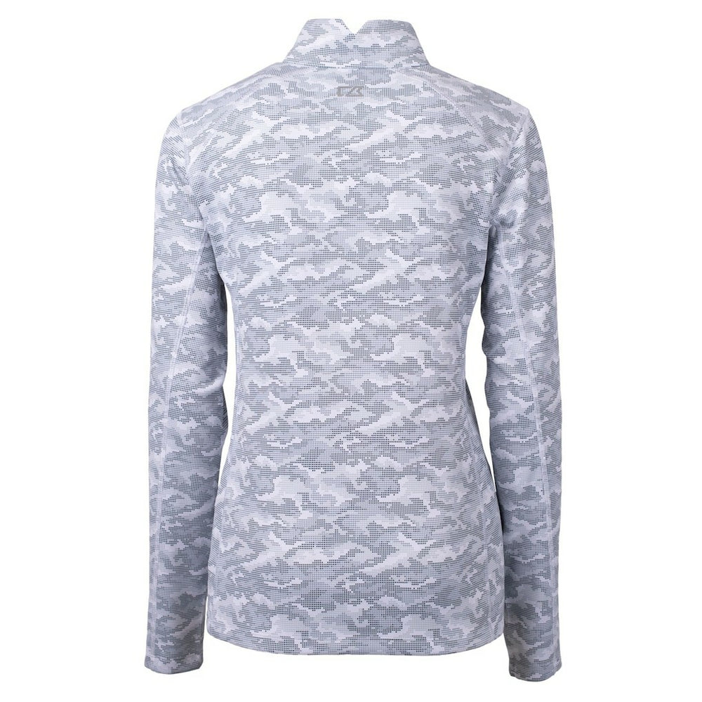 Minnesota Vikings Cutter & Buck Women's Traverse Camo Print Stretch Tri-Blend Quarter-Zip Top Gray
