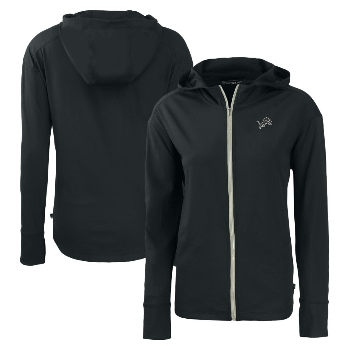 Detroit Lions Cutter & Buck Women's Daybreak Eco Recycled Full-Zip Hoodie Black