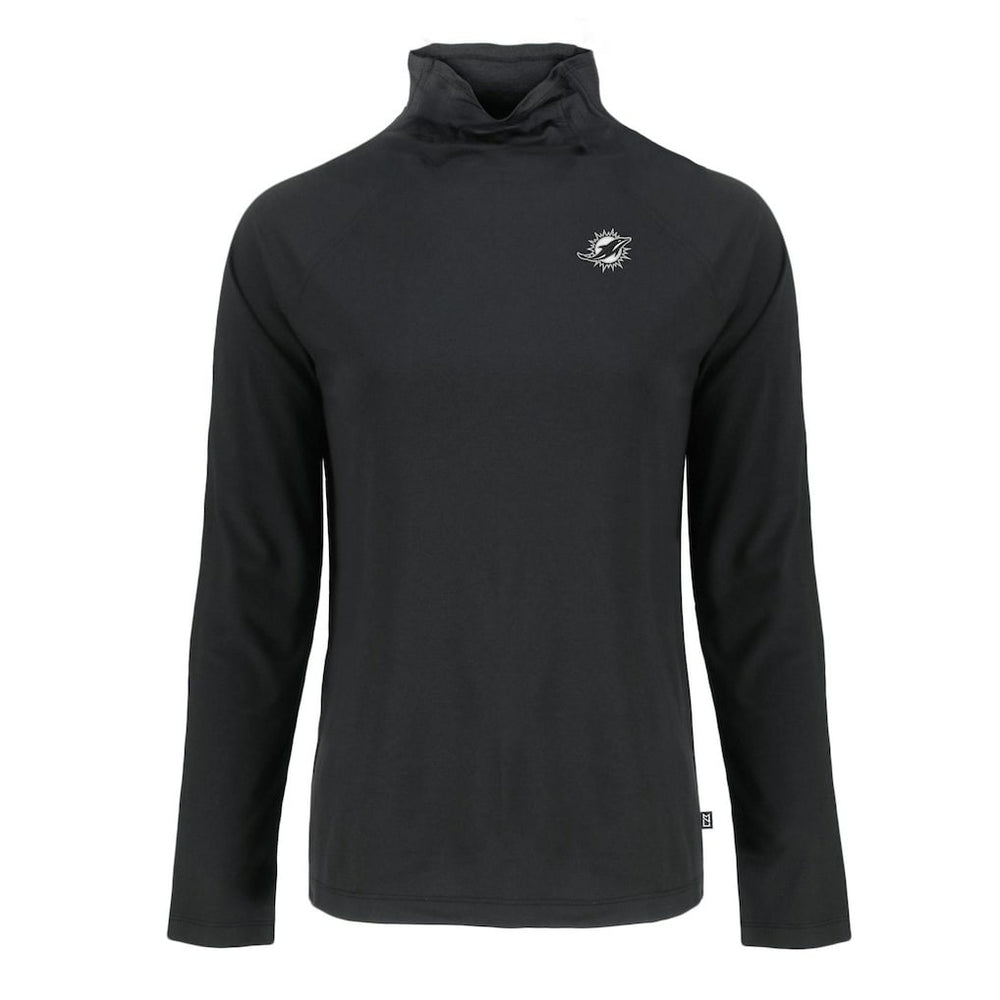 Miami Dolphins Cutter & Buck Women's Coastline Epic Comfort Eco Recycled Funnel Neck Pullover Sweatshirt Black