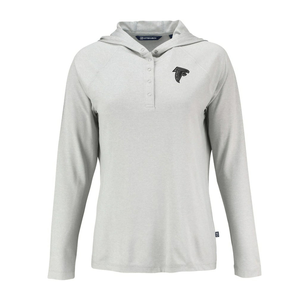 Atlanta Falcons Cutter & Buck Women's Coastline Epic Comfort Eco Recycled Long Sleeve Hoodie T-Shirt Gray