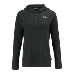 Baltimore Ravens Cutter & Buck Women's Coastline Epic Comfort Eco Recycled Long Sleeve Hoodie T-Shirt Black