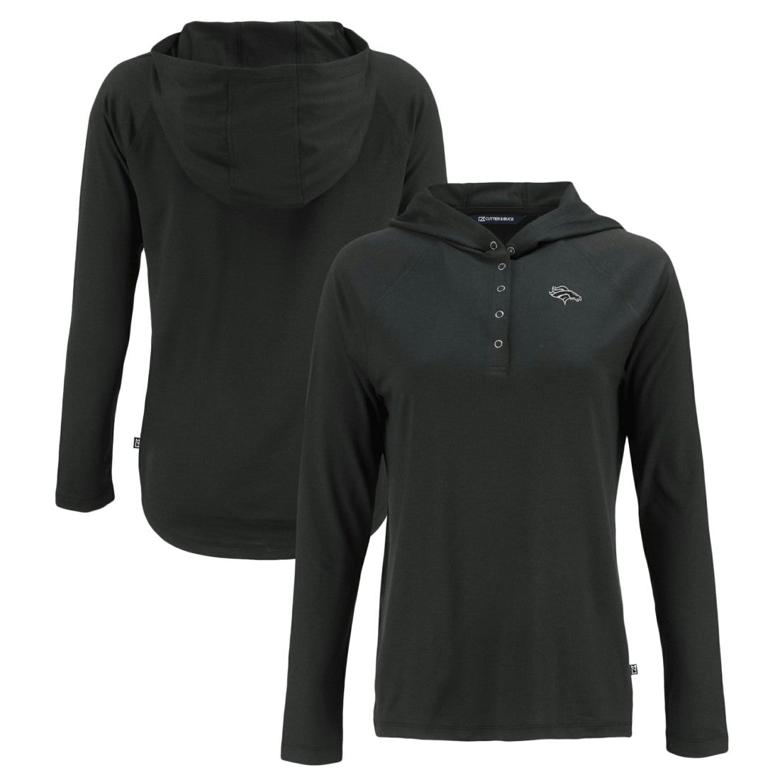 Denver Broncos Cutter & Buck Women's Coastline Epic Comfort Eco Recycled Long Sleeve Hoodie T-Shirt Black