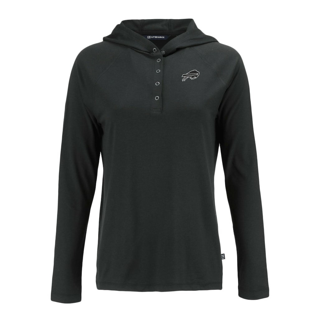 Buffalo Bills Cutter & Buck Women's Coastline Epic Comfort Eco Recycled Long Sleeve Hoodie T-Shirt Black