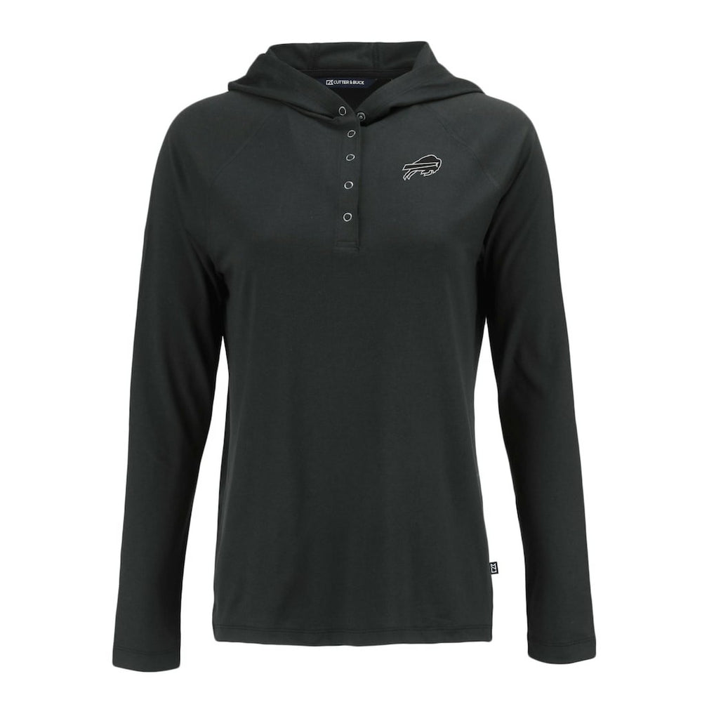 Buffalo Bills Cutter & Buck Women's Coastline Epic Comfort Eco Recycled Long Sleeve Hoodie T-Shirt Black
