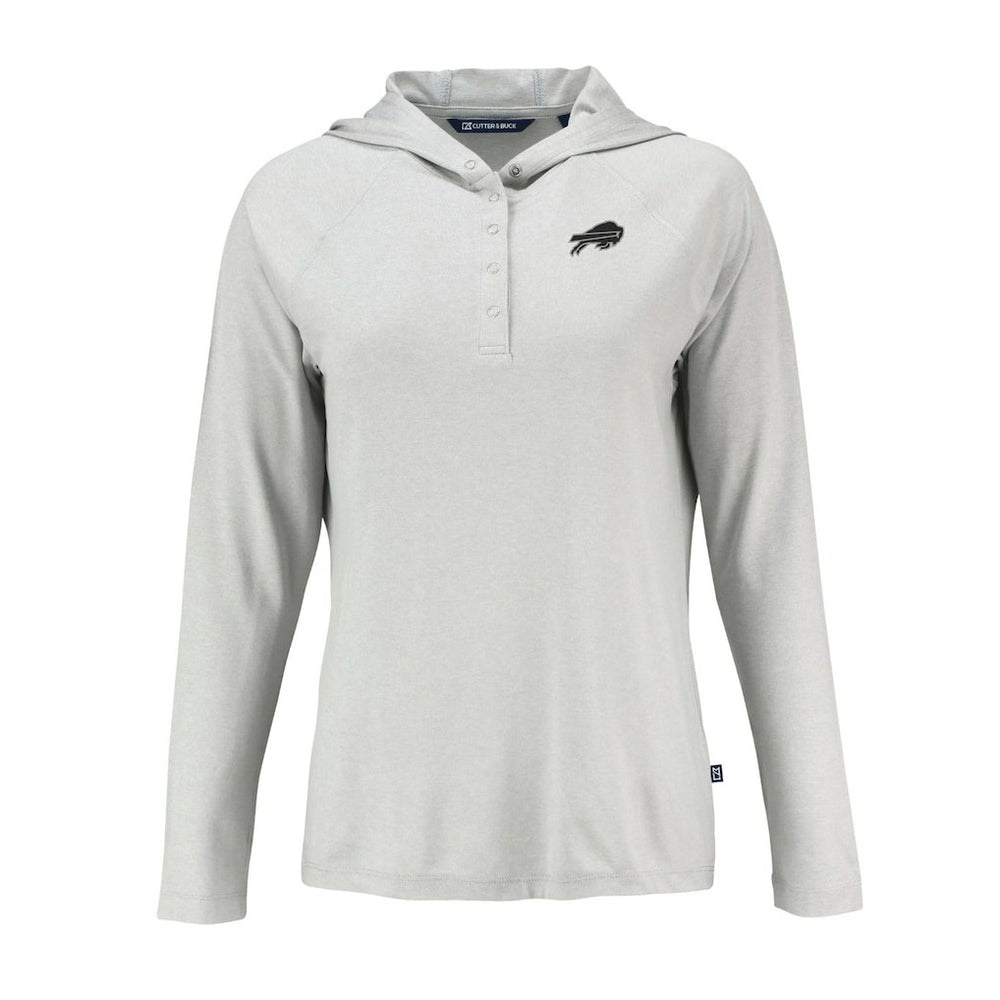 Buffalo Bills Cutter & Buck Women's Coastline Epic Comfort Eco Recycled Long Sleeve Hoodie T-Shirt Gray