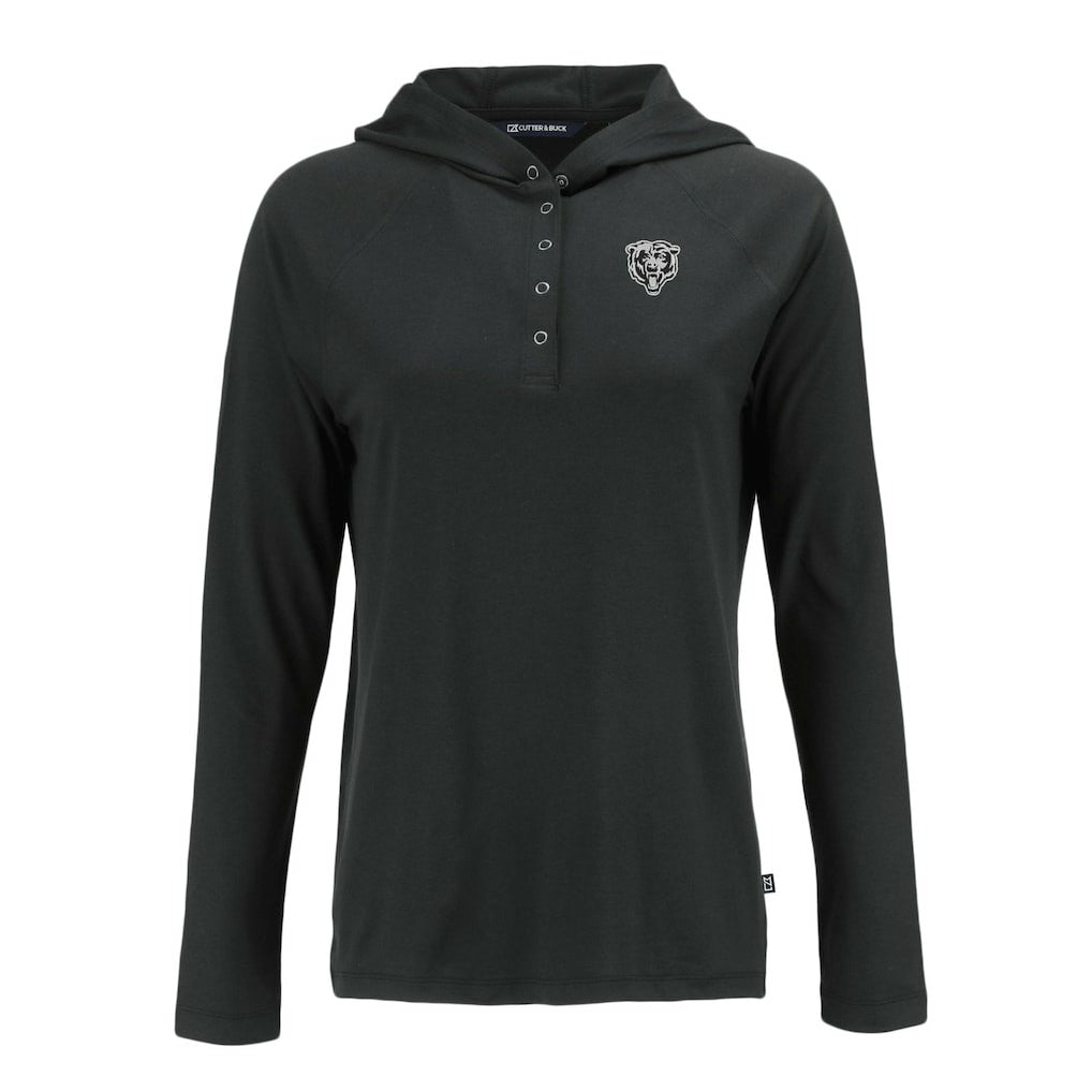 Chicago Bears Cutter & Buck Women's Coastline Epic Comfort Eco Recycled Long Sleeve Hoodie T-Shirt Black