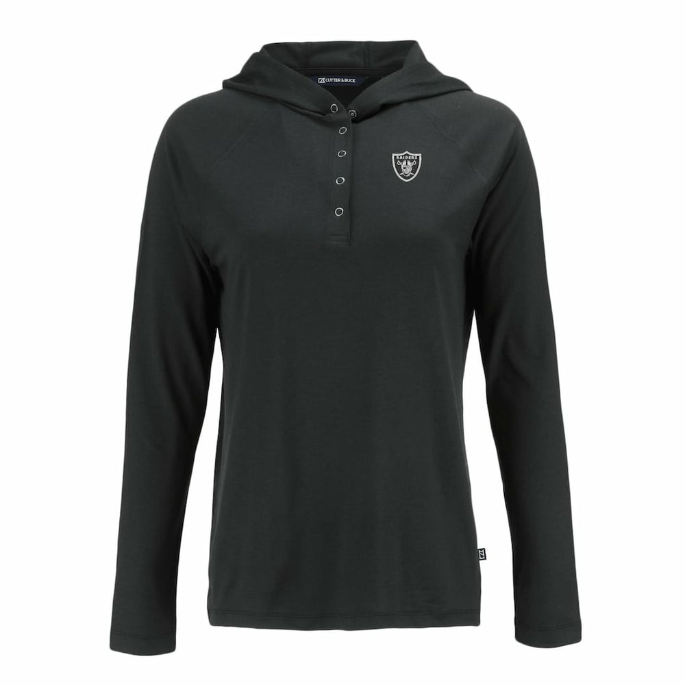Las Vegas Raiders Cutter & Buck Women's Coastline Epic Comfort Eco Recycled Long Sleeve Hoodie T-Shirt Black
