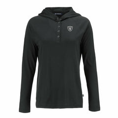 Las Vegas Raiders Cutter & Buck Women's Coastline Epic Comfort Eco Recycled Long Sleeve Hoodie T-Shirt Black