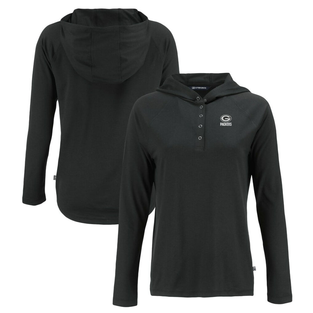 Green Bay Packers Cutter & Buck Women's Coastline Epic Comfort Eco Recycled Long Sleeve Hoodie T-Shirt Black