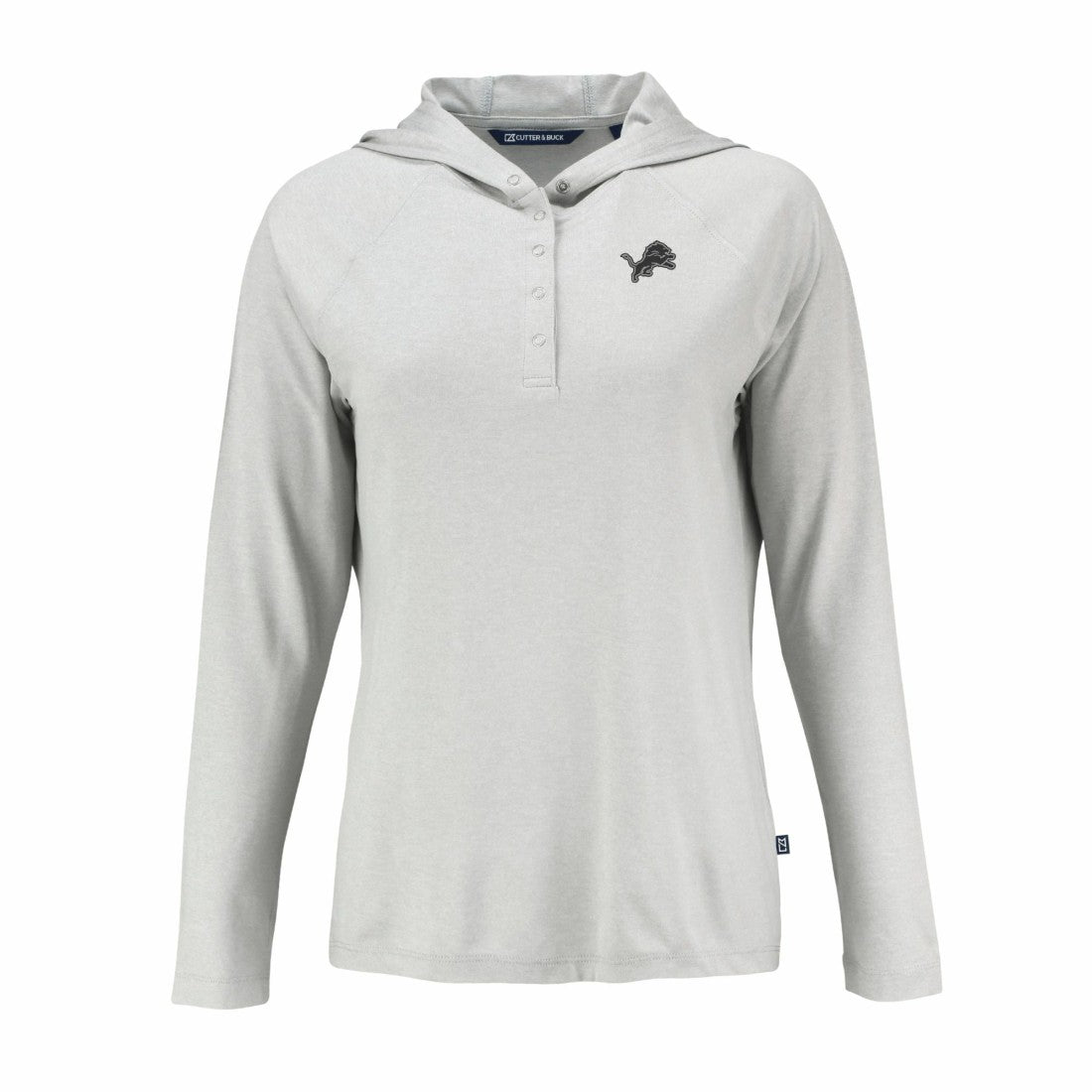 Detroit Lions Cutter & Buck Women's Coastline Epic Comfort Eco Recycled Long Sleeve Hoodie T-Shirt Gray