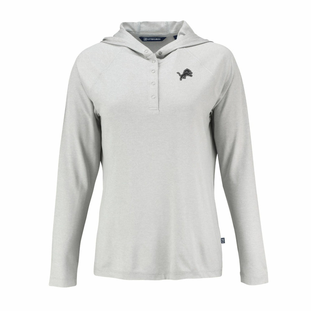 Detroit Lions Cutter & Buck Women's Coastline Epic Comfort Eco Recycled Long Sleeve Hoodie T-Shirt Gray