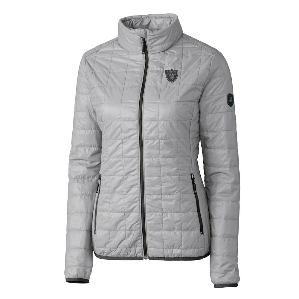Las Vegas Raiders Cutter & Buck Women's Rainier PrimaLoft Eco Insulated Full-Zip Puffer Jacket Gray