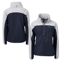 Los Angeles Chargers Cutter & Buck Women's Charter Eco Recycled Half-Zip Hoodie Anorak Jacket Navy/Gray