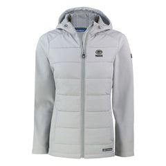Green Bay Packers Cutter & Buck Women's Evoke Hybrid Eco Softshell Recycled Full-Zip Hoodie Jacket Gray