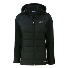 Buffalo Bills Cutter & Buck Women's Evoke Hybrid Eco Softshell Recycled Full-Zip Hoodie Jacket Black