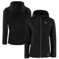 Denver Broncos Cutter & Buck Women's Evoke Eco Softshell Recycled Full-Zip Hoodie Jacket Black