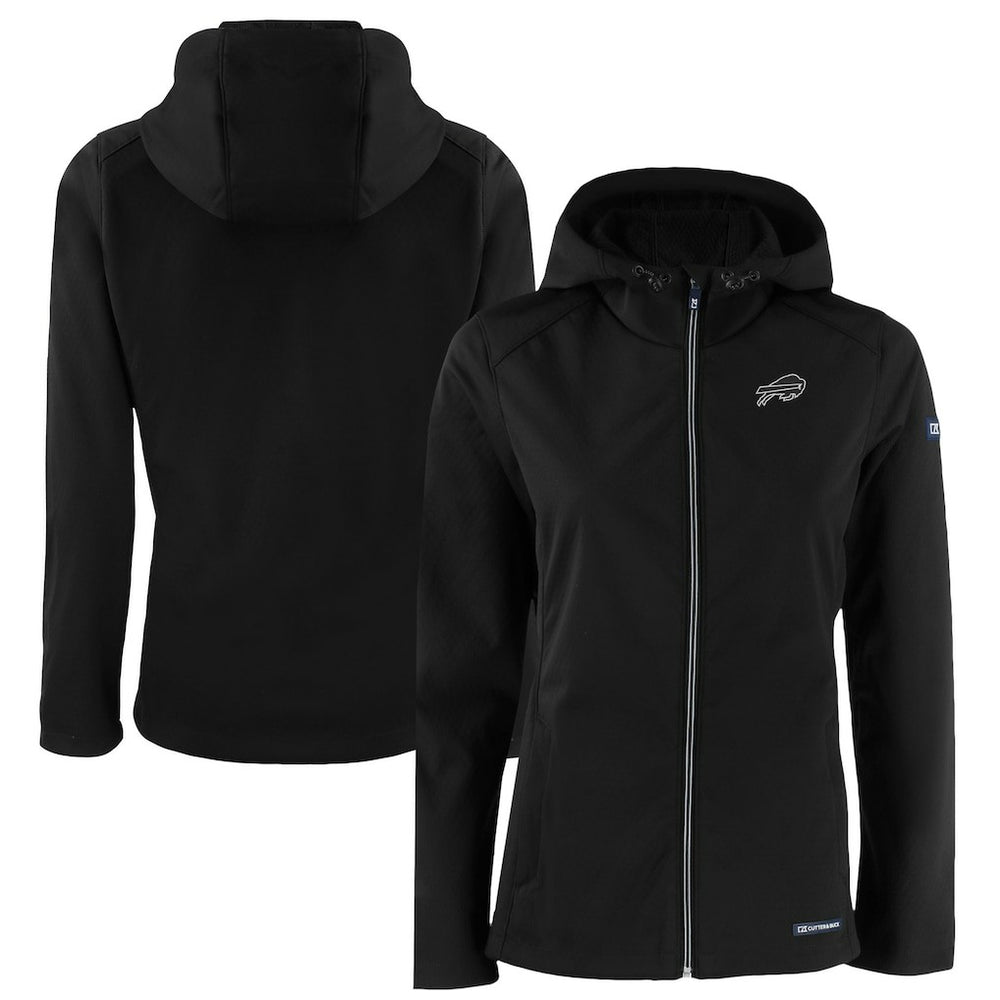 Buffalo Bills Cutter & Buck Women's Evoke Eco Softshell Recycled Full-Zip Hoodie Jacket Black