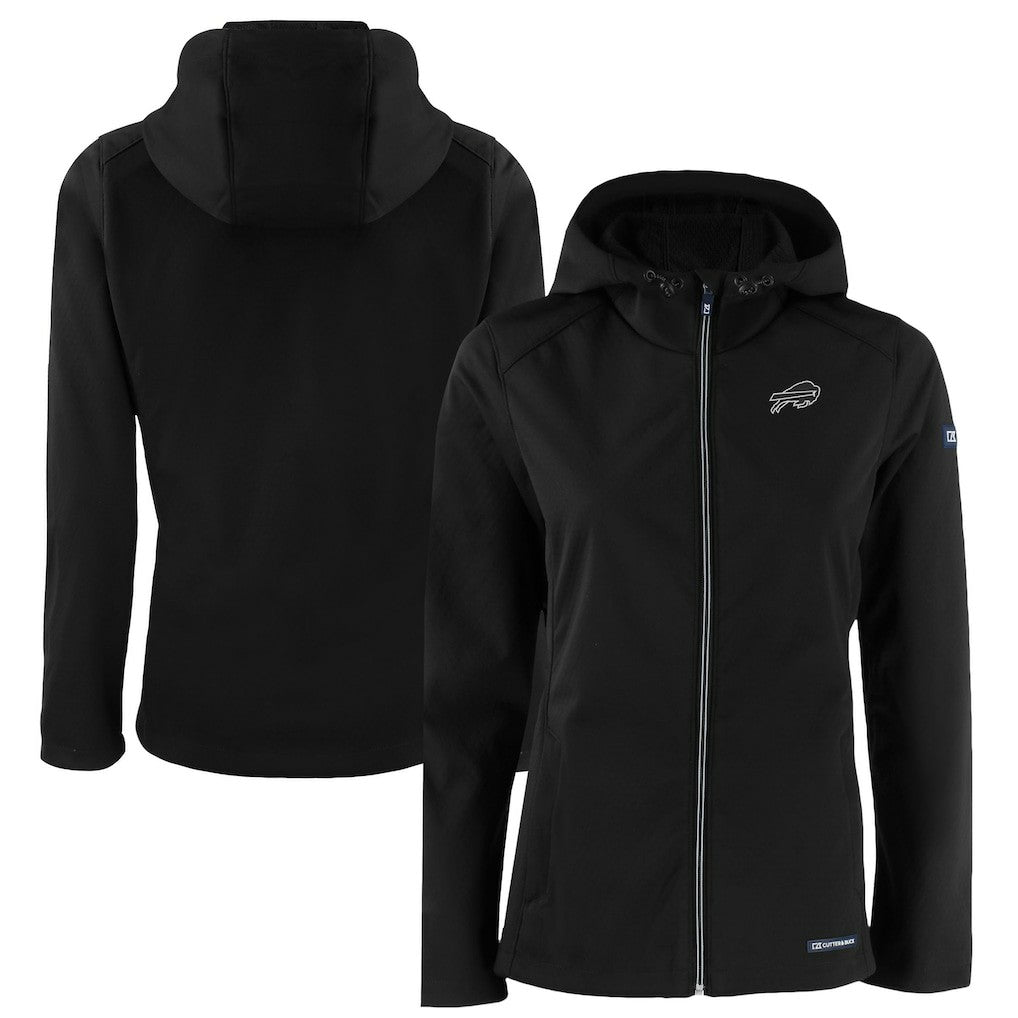 Buffalo Bills Cutter & Buck Women's Evoke Eco Softshell Recycled Full-Zip Hoodie Jacket Black