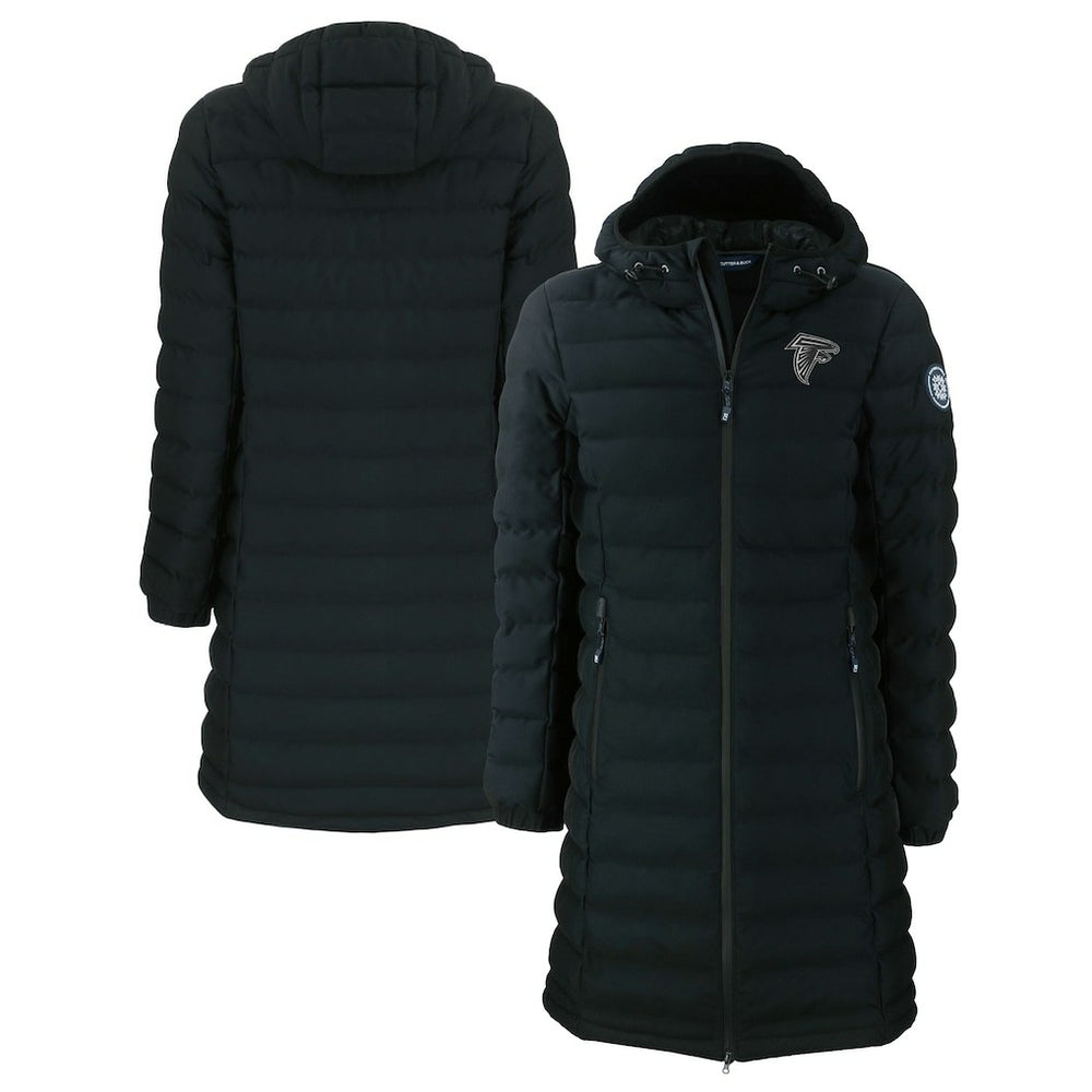 Atlanta Falcons Cutter & Buck Women's Mission Ridge Repreve Eco Insulated Full-Zip Hoodie Long Puffer Jacket Black