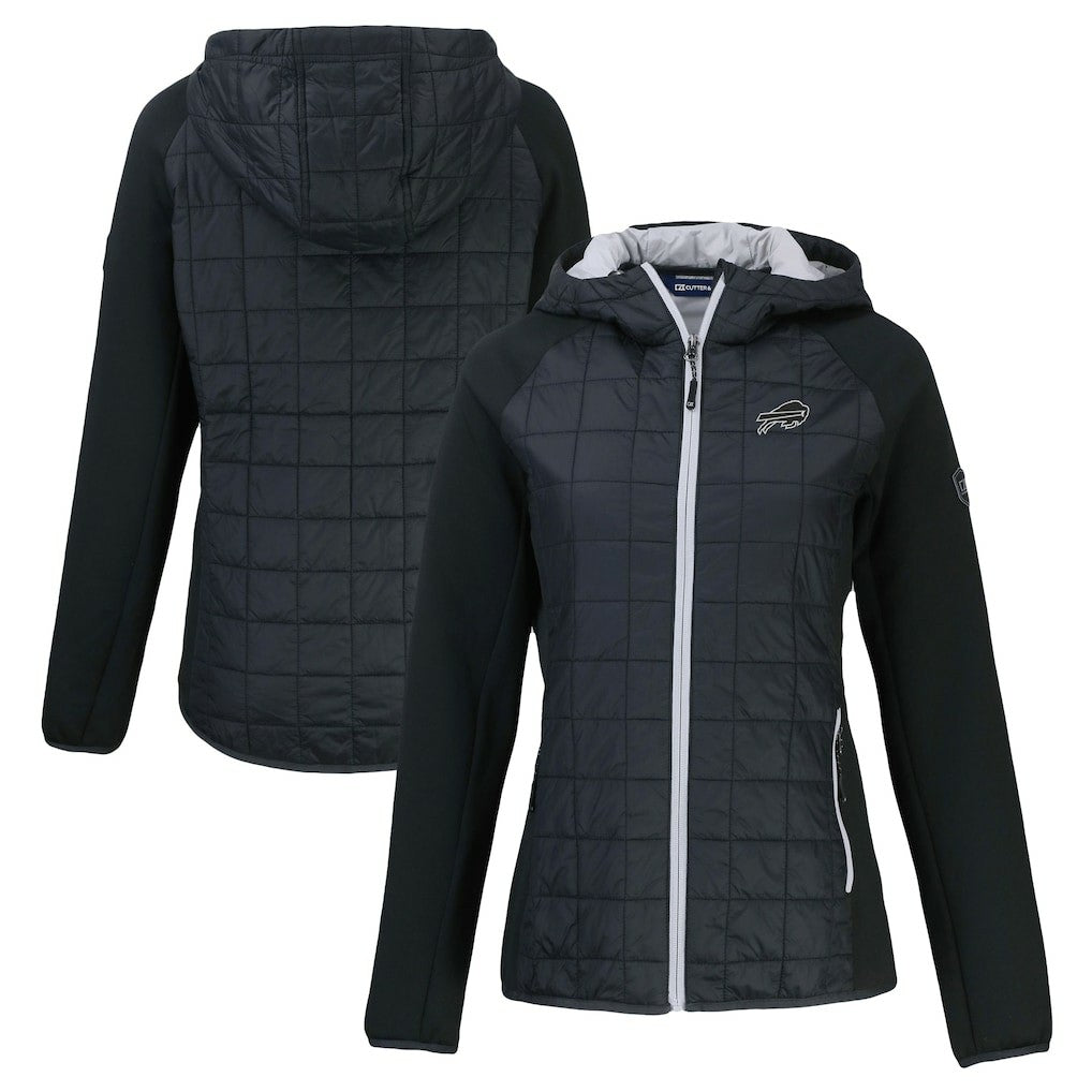 Buffalo Bills Cutter & Buck Women's Rainier PrimaLoft Eco Hybrid Full-Zip Hoodie Jacket Black