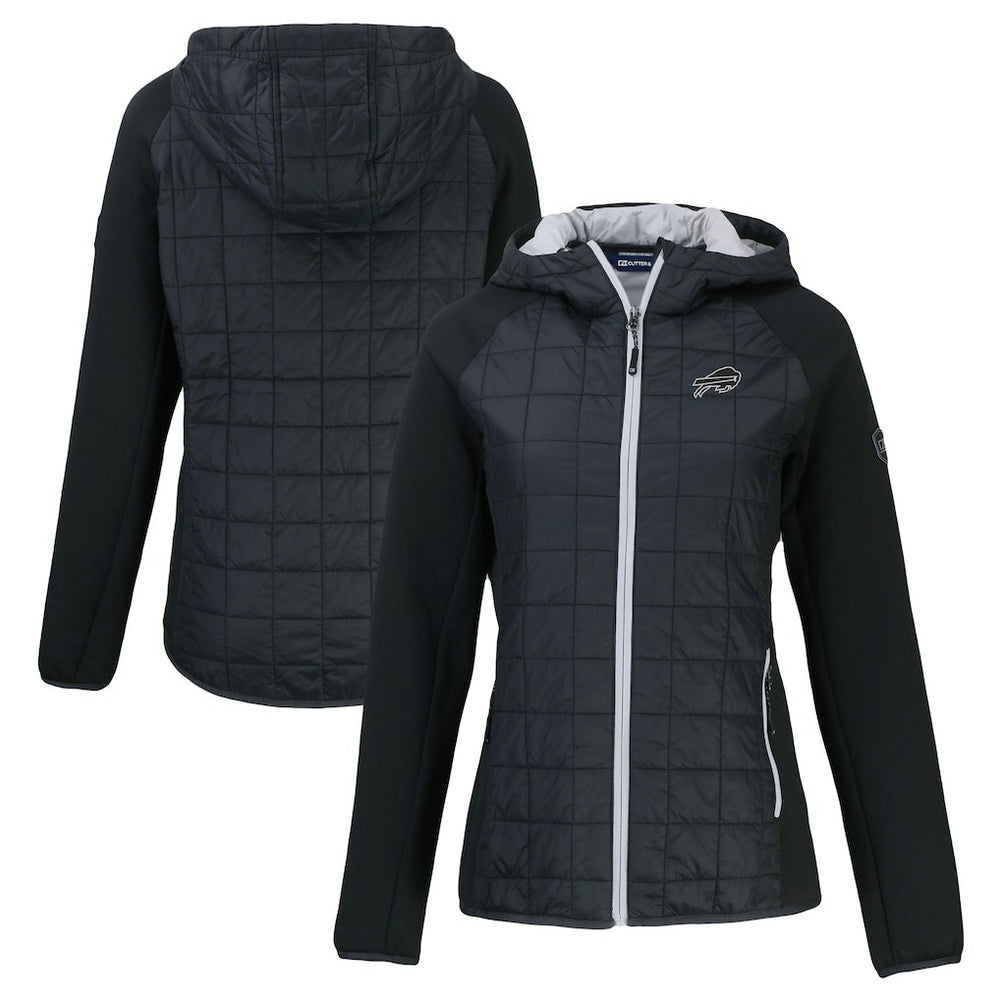 Buffalo Bills Cutter & Buck Women's Rainier PrimaLoft Eco Hybrid Full-Zip Hoodie Jacket Black