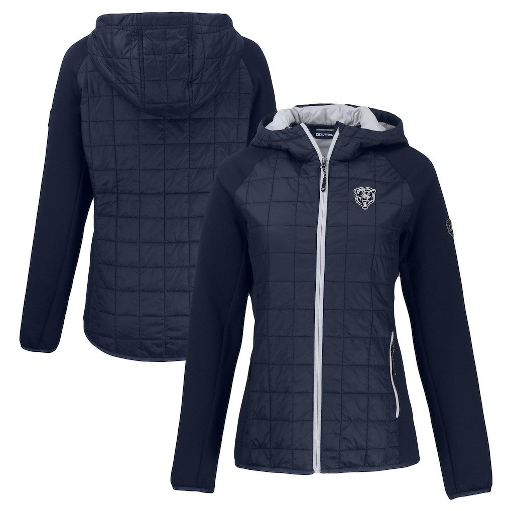 Chicago Bears Cutter & Buck Women's Rainier PrimaLoft Eco Hybrid Full-Zip Hoodie Jacket Navy