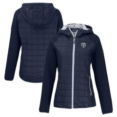 Chicago Bears Cutter & Buck Women's Rainier PrimaLoft Eco Hybrid Full-Zip Hoodie Jacket Navy