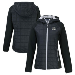 Cincinnati Bengals Cutter & Buck Women's Rainier PrimaLoft Eco Hybrid Full-Zip Hoodie Jacket Black