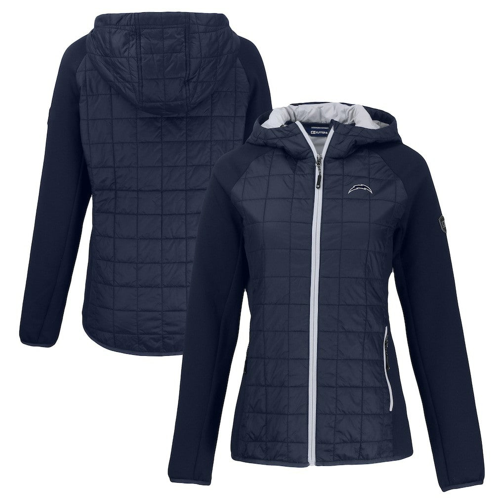 Los Angeles Chargers Cutter & Buck Women's Rainier PrimaLoft Eco Hybrid Full-Zip Hoodie Jacket Navy