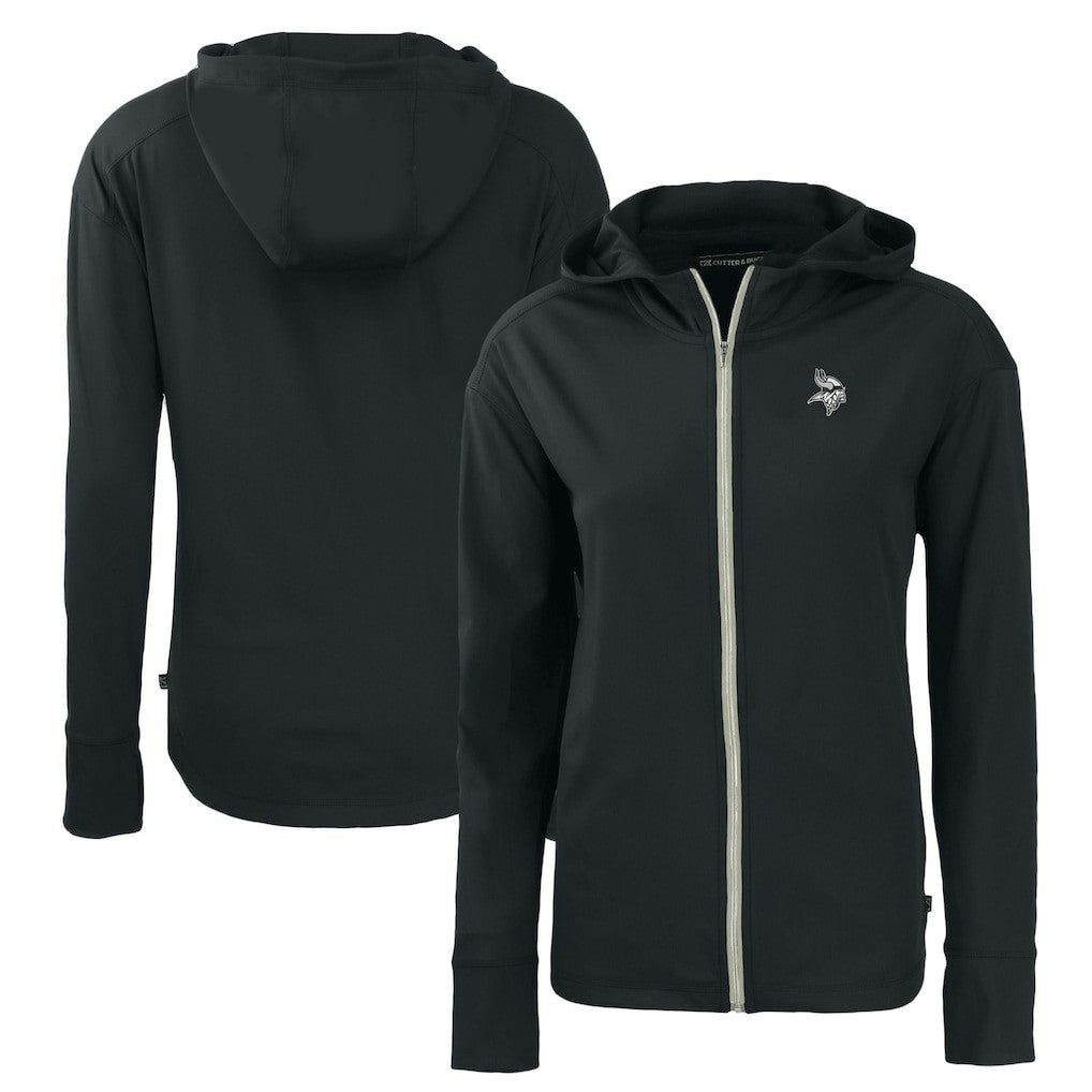 Minnesota Vikings Cutter & Buck Women's Daybreak Eco Recycled Full-Zip Hoodie Black