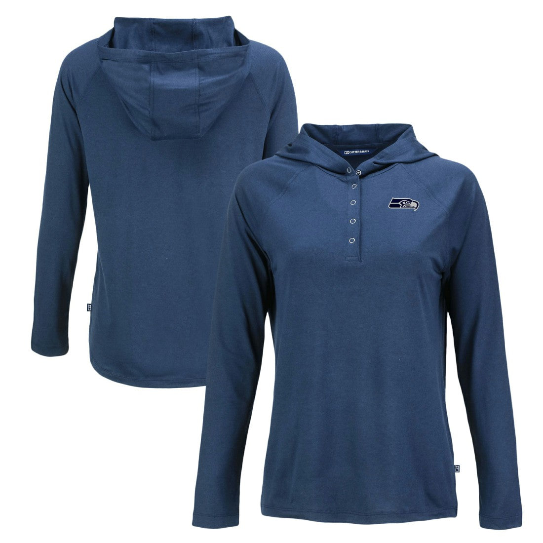Seattle Seahawks Cutter & Buck Women's Coastline Epic Comfort Eco Recycled Long Sleeve Hoodie T-Shirt Navy