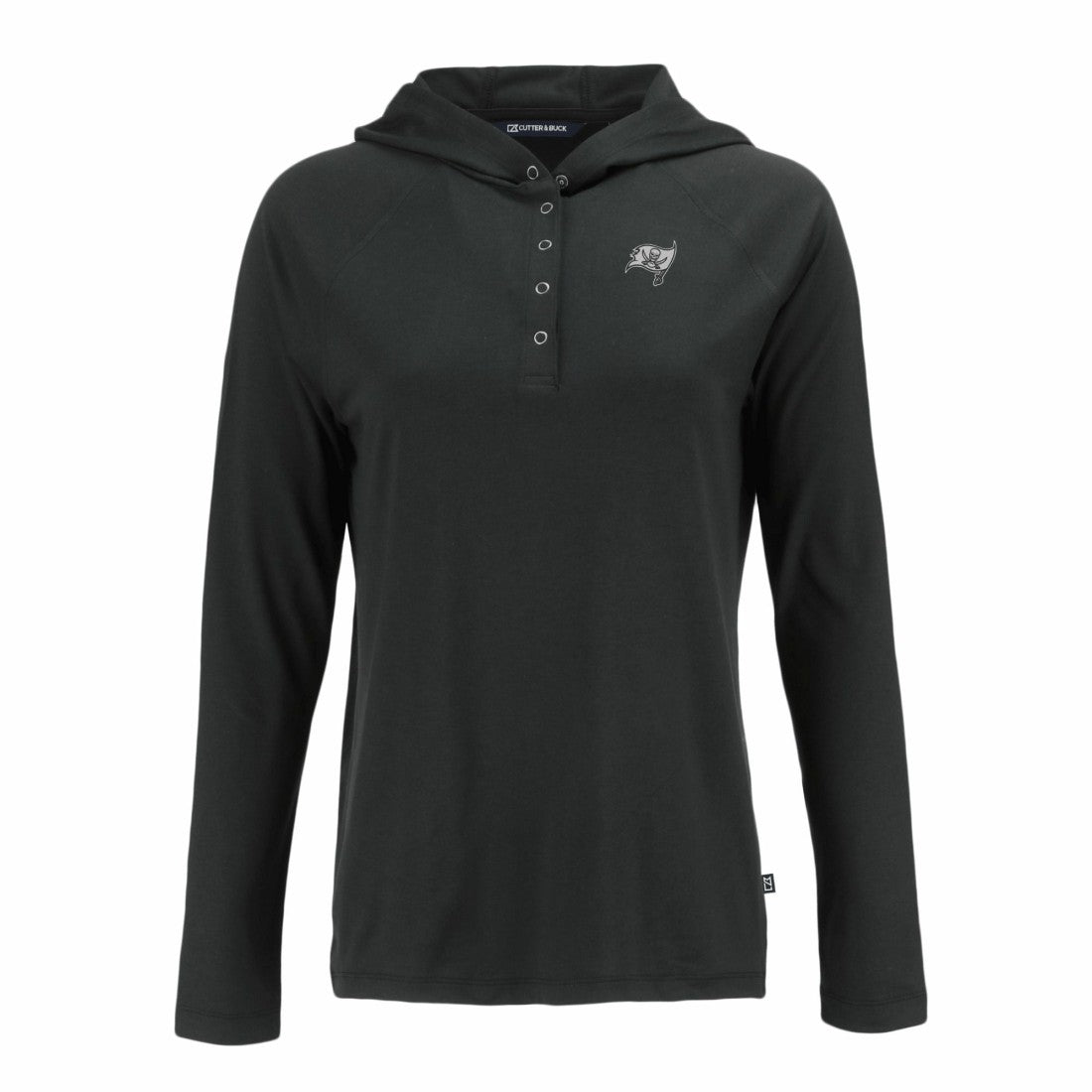 Tampa Bay Buccaneers Cutter & Buck Women's Coastline Epic Comfort Eco Recycled Long Sleeve Hoodie T-Shirt Black