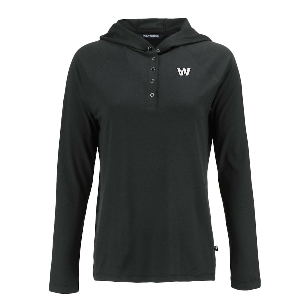Washington Commanders Cutter & Buck Women's Coastline Epic Comfort Eco Recycled Long Sleeve Hoodie T-Shirt Black
