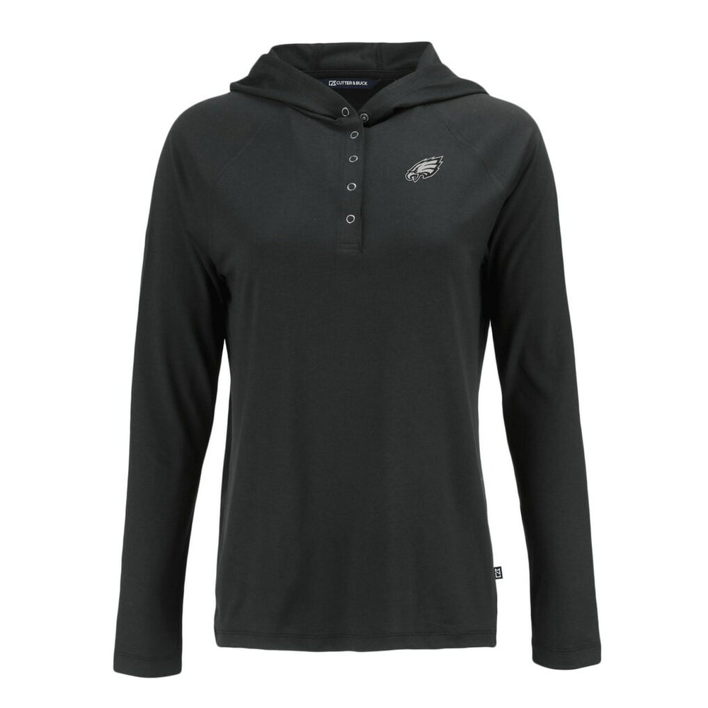 Philadelphia Eagles Cutter & Buck Women's Coastline Epic Comfort Eco Recycled Long Sleeve Hoodie T-Shirt Black