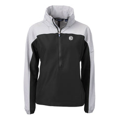 Pittsburgh Steelers Cutter & Buck Women's Charter Eco Recycled Half-Zip Hoodie Anorak Jacket Black/Gray